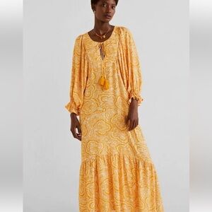 Mango Yellow maxi dress / paisley dress